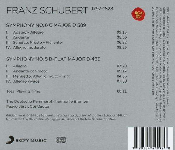 Schubert-CD: Symphonien 6 & 5, Deutsche Kammerphilharmonie Bremen, Paavo Järvi.