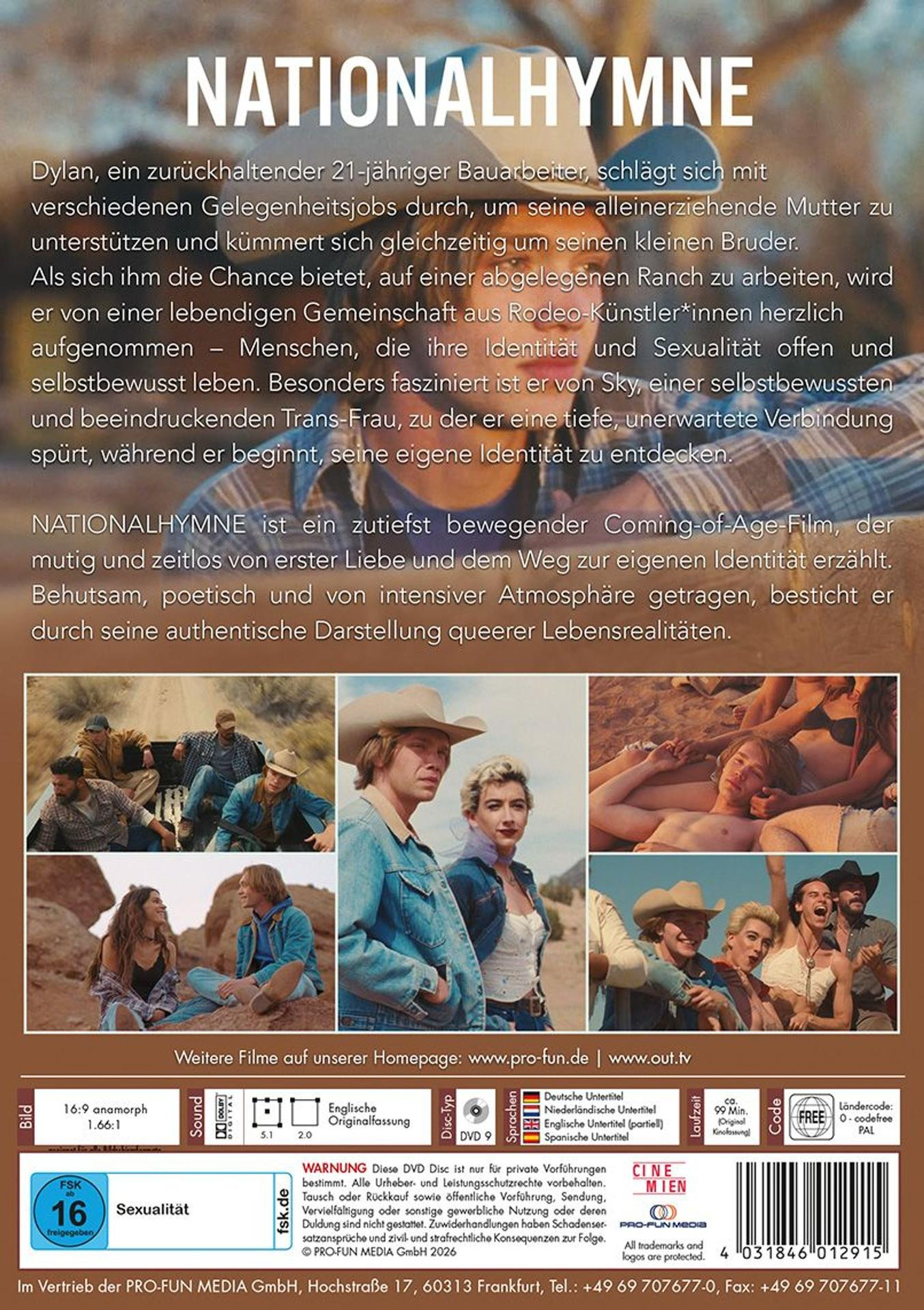 DVD-Cover von "Nationalhymne" mit Filmbildern und Text.