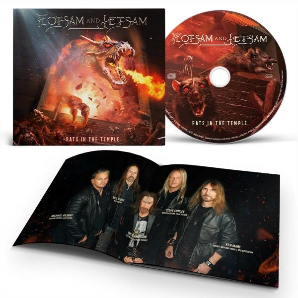 Albumcover und CD mit Drachen- und Rattenmotiv, Bandmitglieder im Booklet.