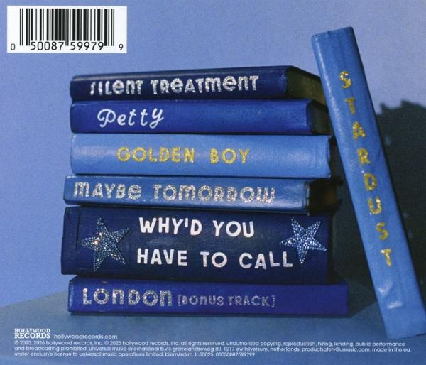 Ein Stapel blauer Bücher mit Titeln wie 'Silent Treatment', 'Petty' und 'Stardust'.