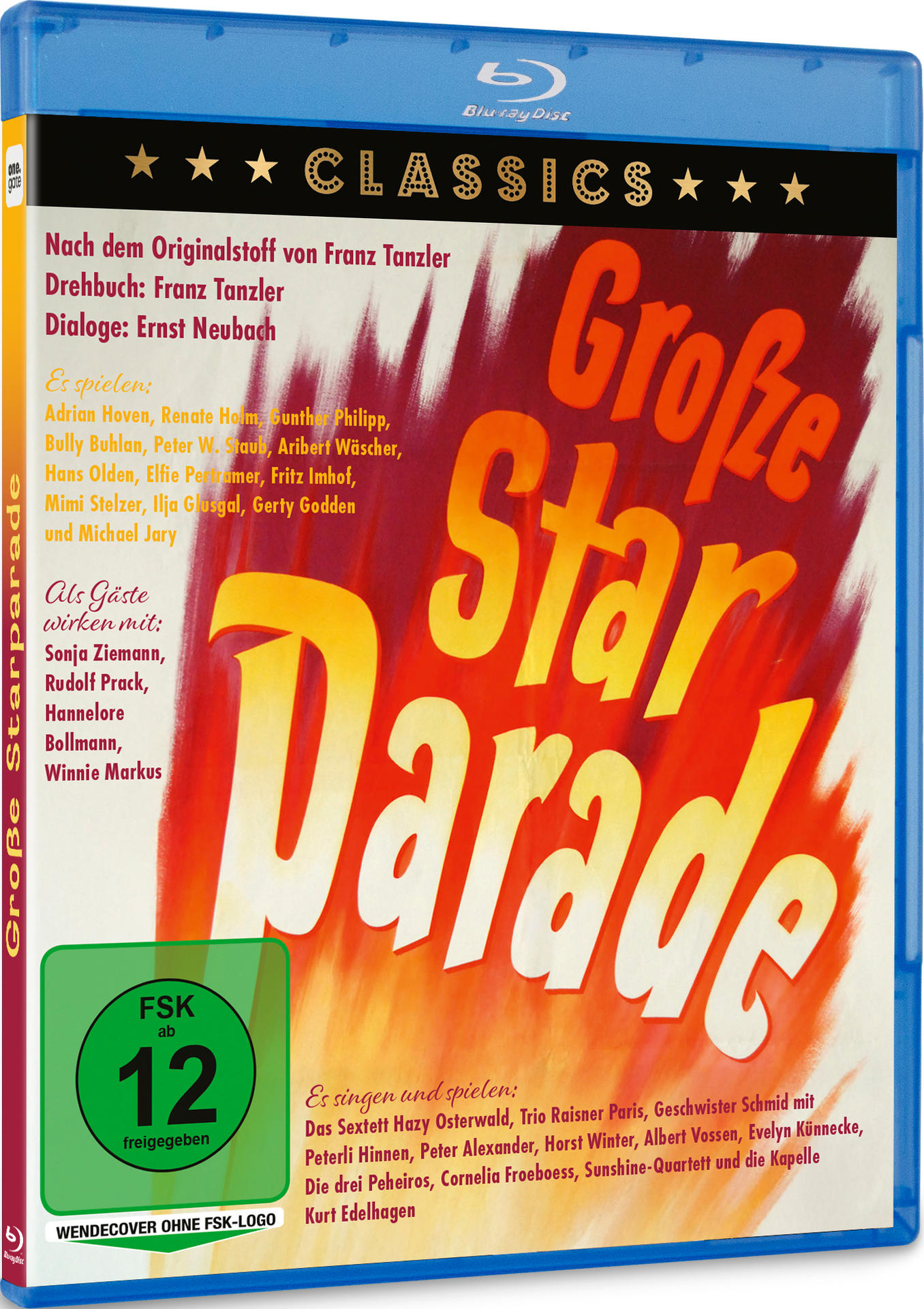 Blu-ray-Hülle für "Große Starparade" mit FSK 12 Siegel und Besetzungsliste.