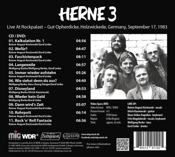Cover eines Albums mit Bandfoto, Titelliste und Details.