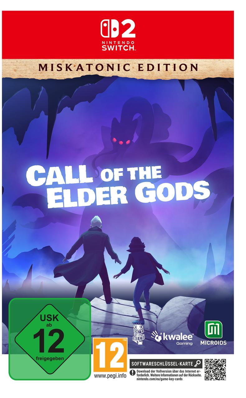 Cover von Call of the Elder Gods für Nintendo Switch mit zwei Figuren vor einem Monster.