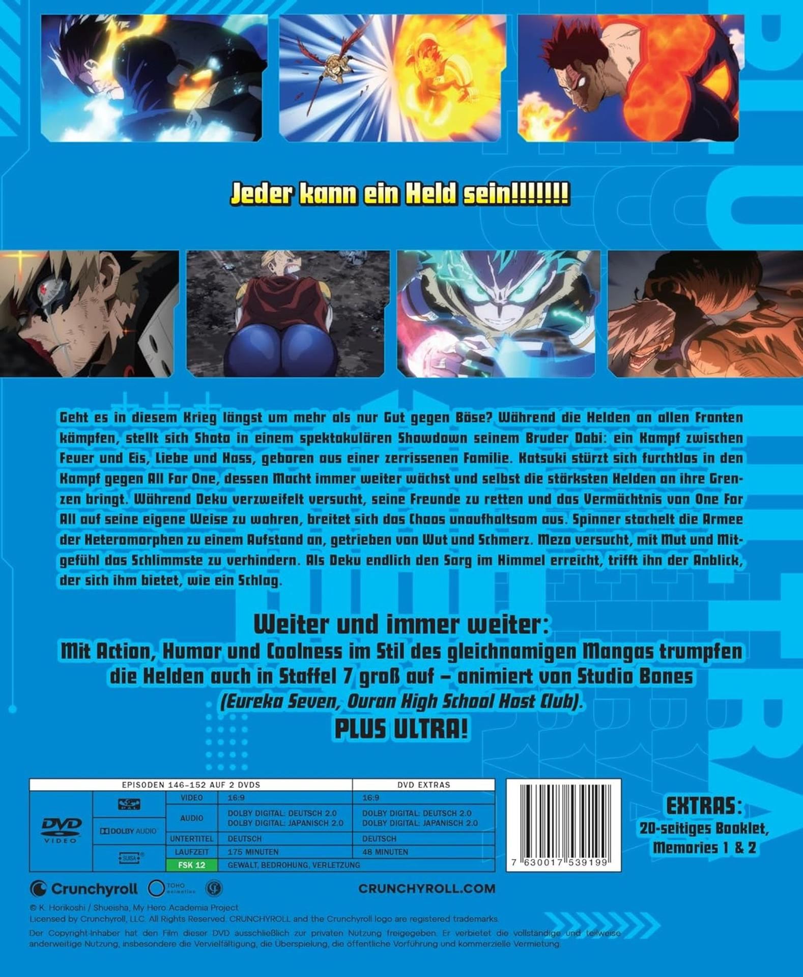 Anime-DVD-Cover: Helden kämpfen, Texte auf Deutsch und Englisch, mit Barcode.