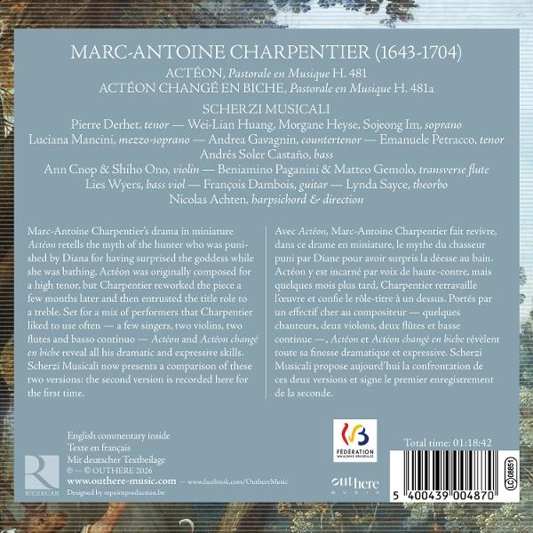 CD-Cover mit Titel, Komponist, Werkliste, Künstlern und Texten.