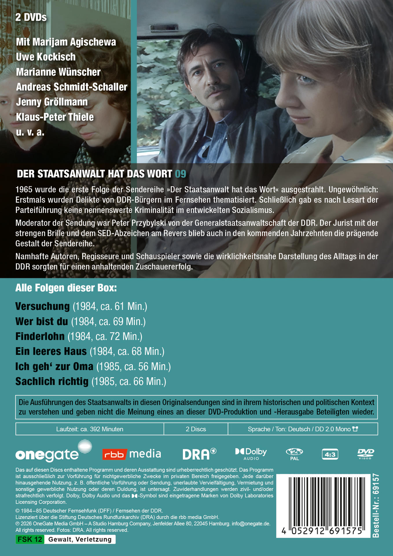DVD-Cover: Zwei Männer und eine Frau schauen nachdenklich. Titel: Der Staatsanwalt hat das Wort 09.