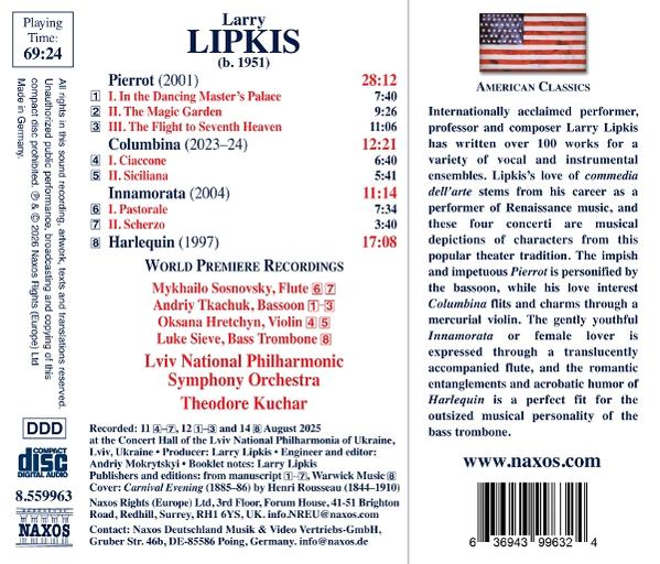 CD-Cover mit Larry Lipkis, amerikanische Klassiker, Werkliste und Besetzung.