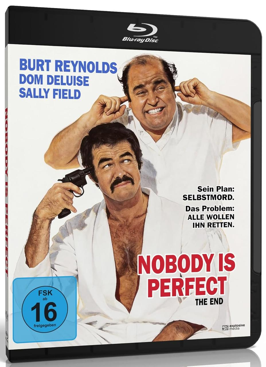 Burt Reynolds zielt sich mit einer Pistole an den Kopf, Dom DeLuise hält sich die Ohren zu.