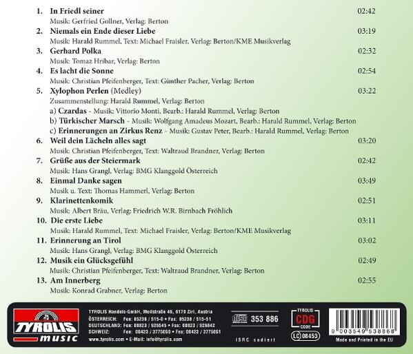 Liste von Liedern mit Musikern und Verlagen, mit Zeitangaben.