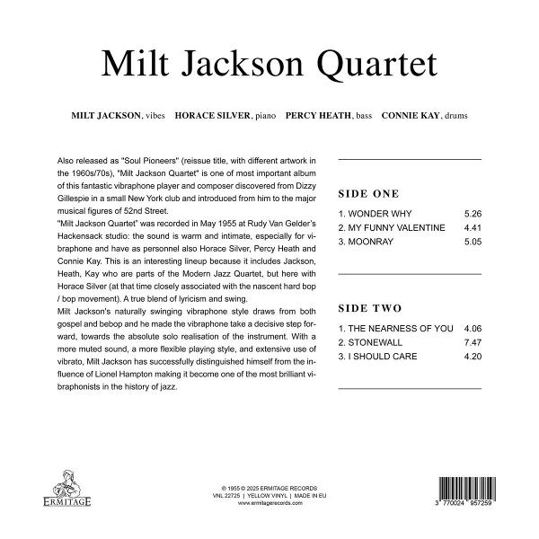 Albumcover für Milt Jackson Quartet mit Titelliste und Bandinformationen.
