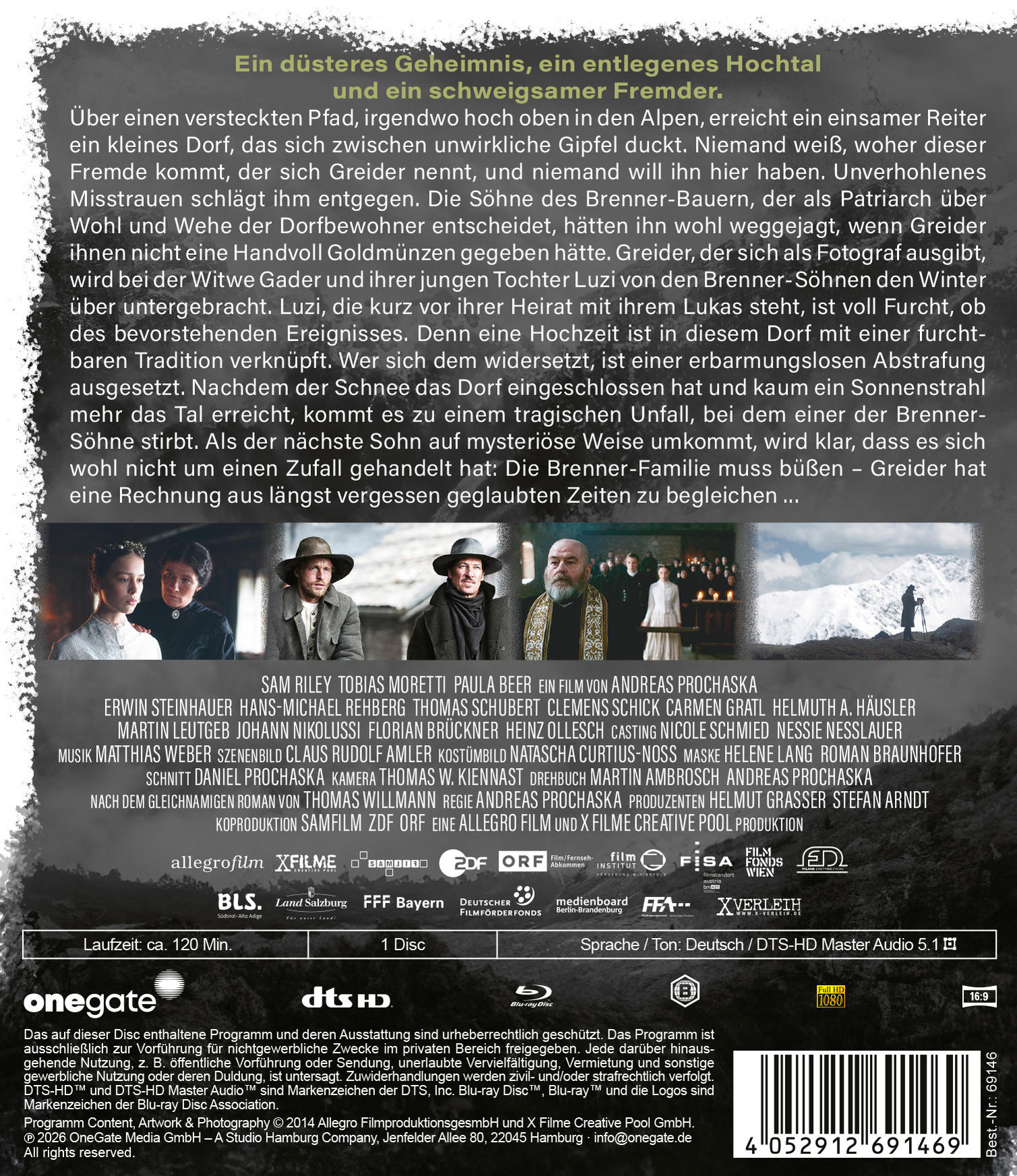 Filmplakat mit Titel, Text und Schauspielernamen über einem Filmbild mit Personen.
