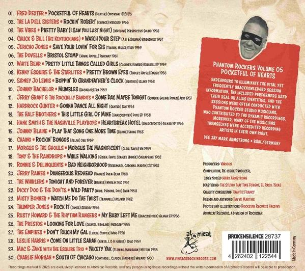 Rückseite eines Vinyl-Albumcovers mit einer Songliste und Liner Notes.