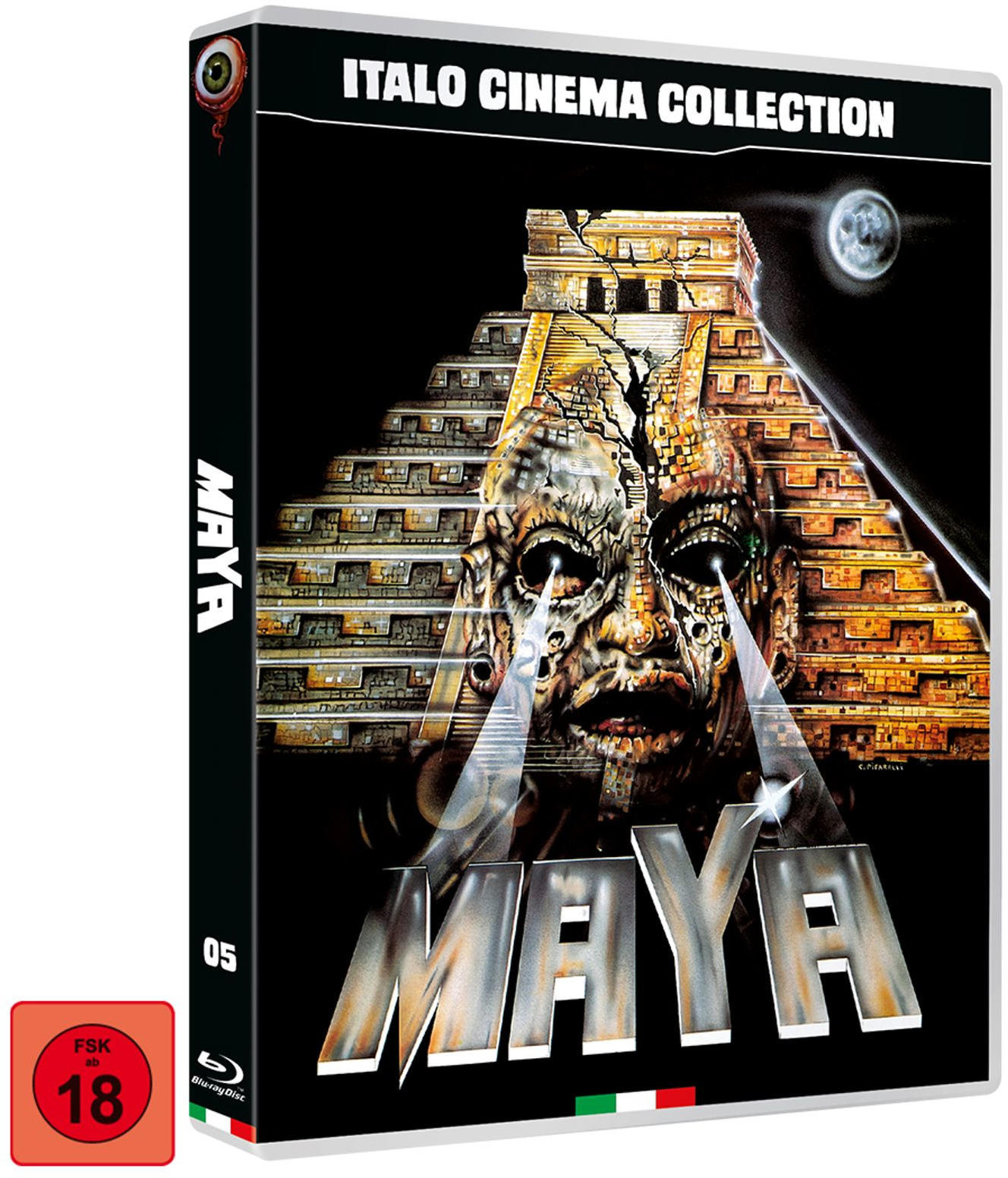 Blu-ray-Cover: Maya-Pyramide, Totenkopf, Mond, "Italo Cinema Collection"