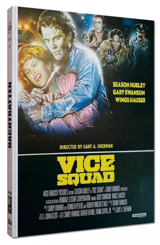 Filmplakat mit Schauspielern, die Waffen halten. Titel: Vice Squad.