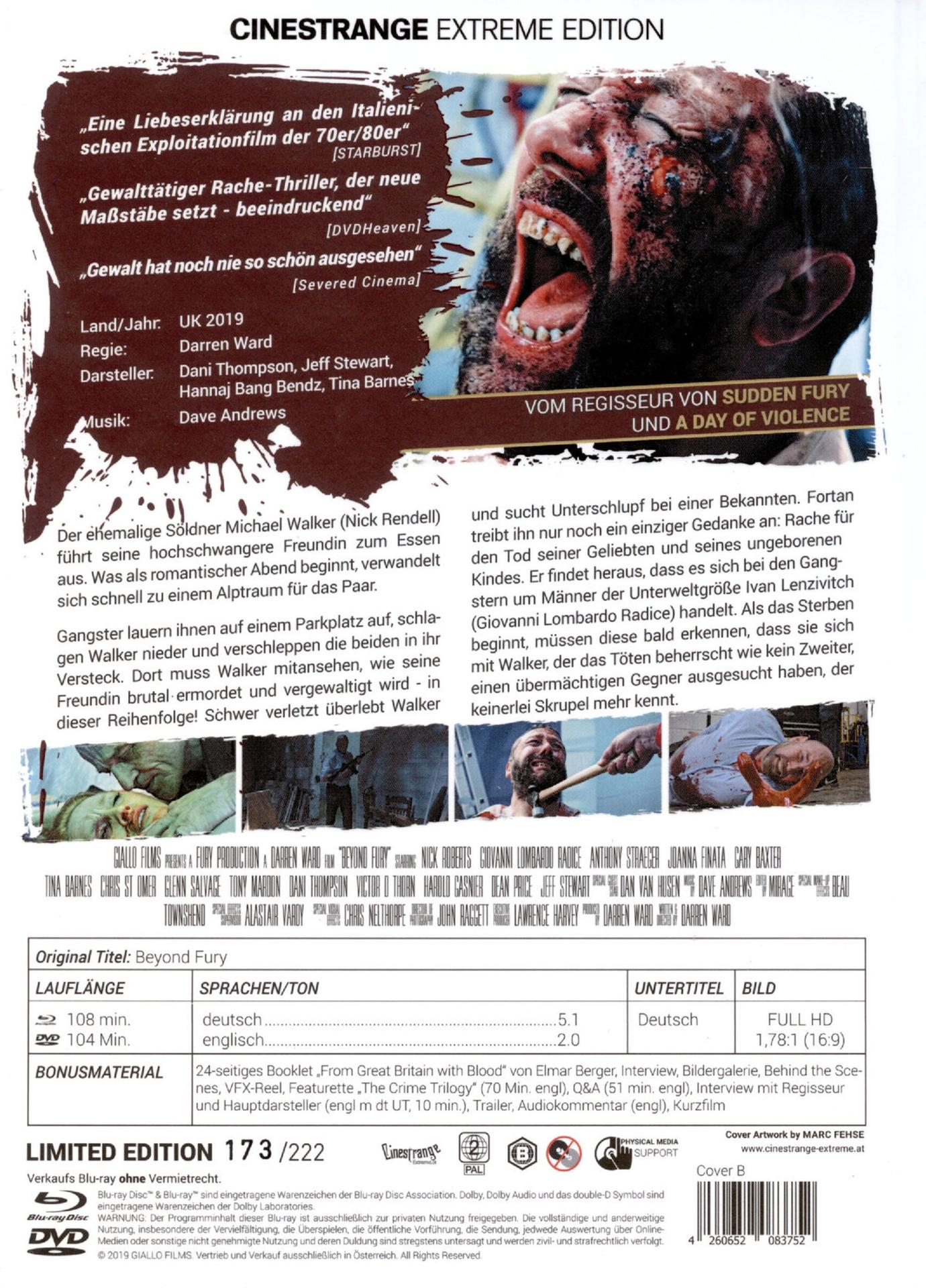 Filmcover mit blutigem Gesicht, Titelschriftzug "CINESTRANGE EXTREME EDITION".
