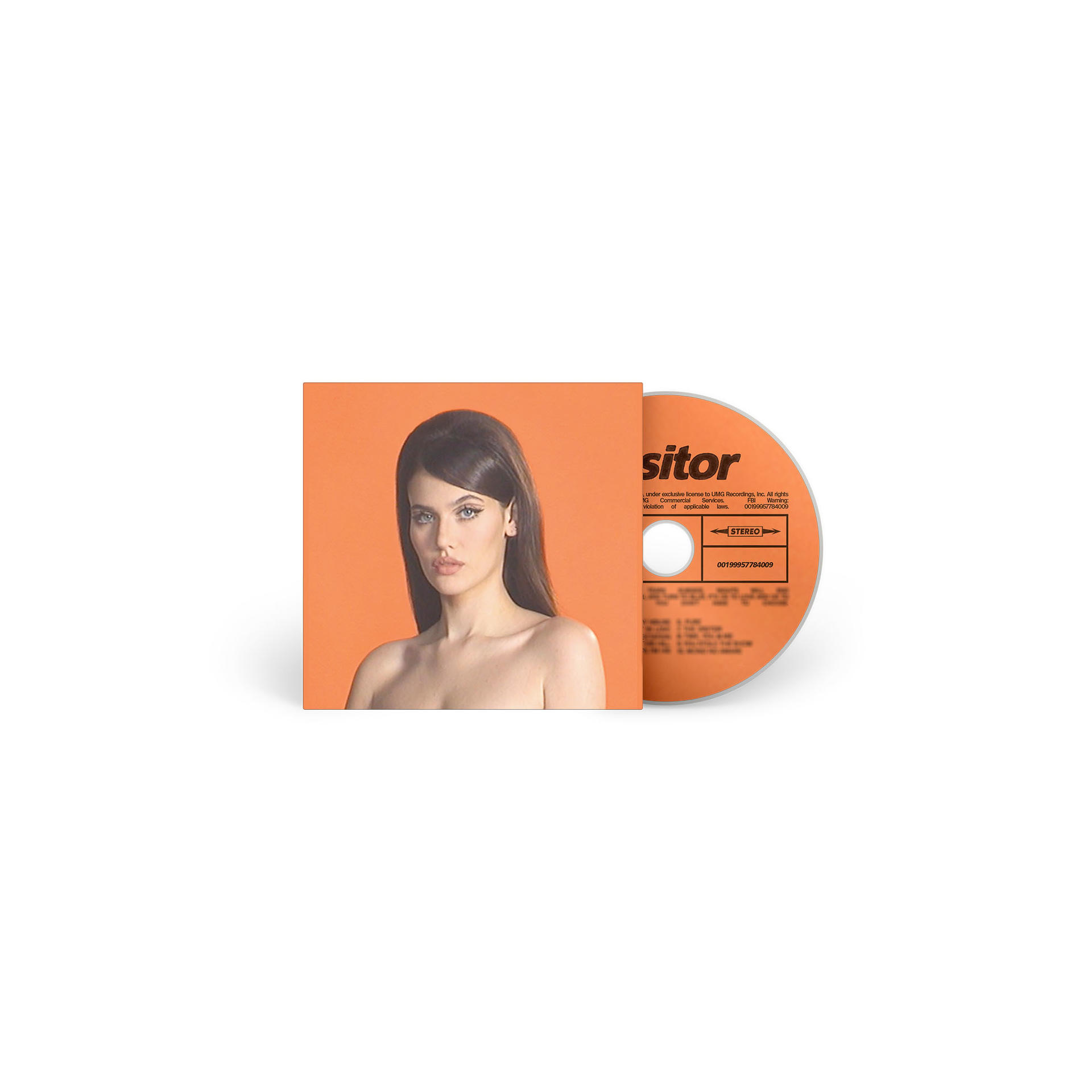 CD-Cover mit Frau und CD. Orange Hintergrund. Aufschrift 'sitor'.