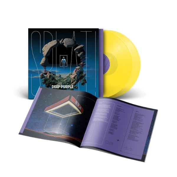 Deep Purple Schallplatte und geöffnetes Gatefold mit abstrakter Kunst und Text.