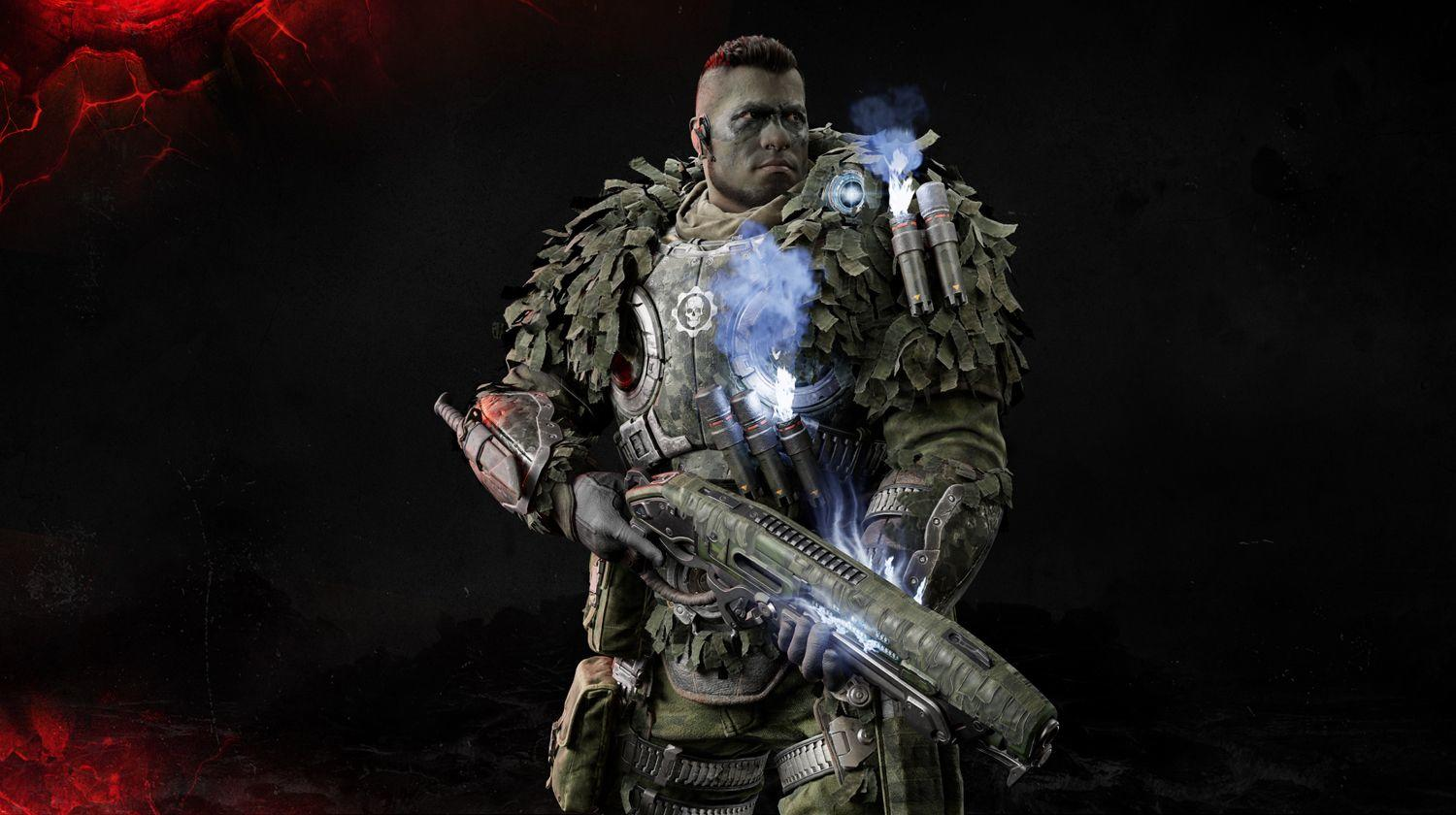 Ein Soldat in Tarnkleidung mit einer Waffe und blauen Energieeffekten.