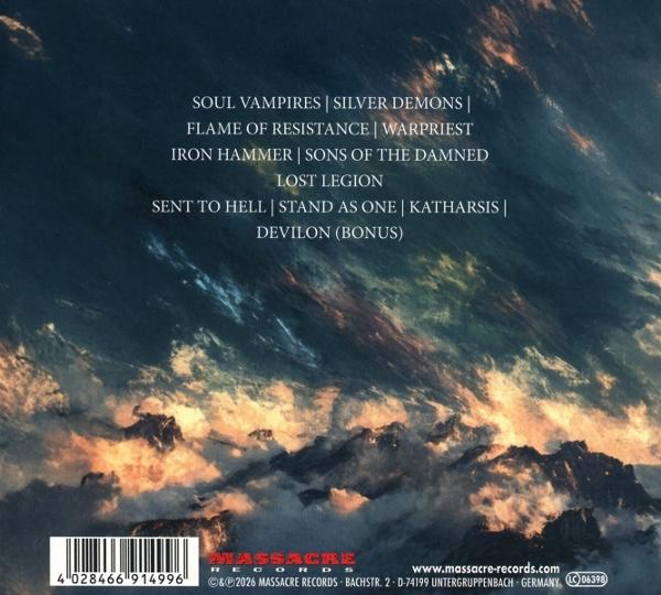 Dunkler Himmel über Bergen mit Songtiteln und Barcode.