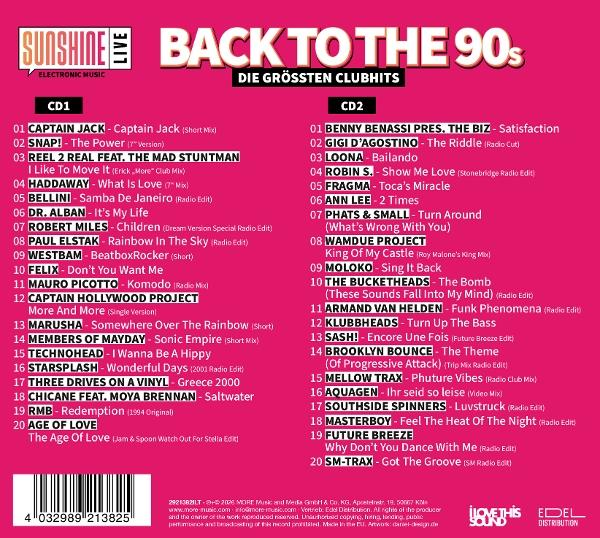 Cover der CD "Back to the 90s" mit pinkem Hintergrund und Tracklisten.