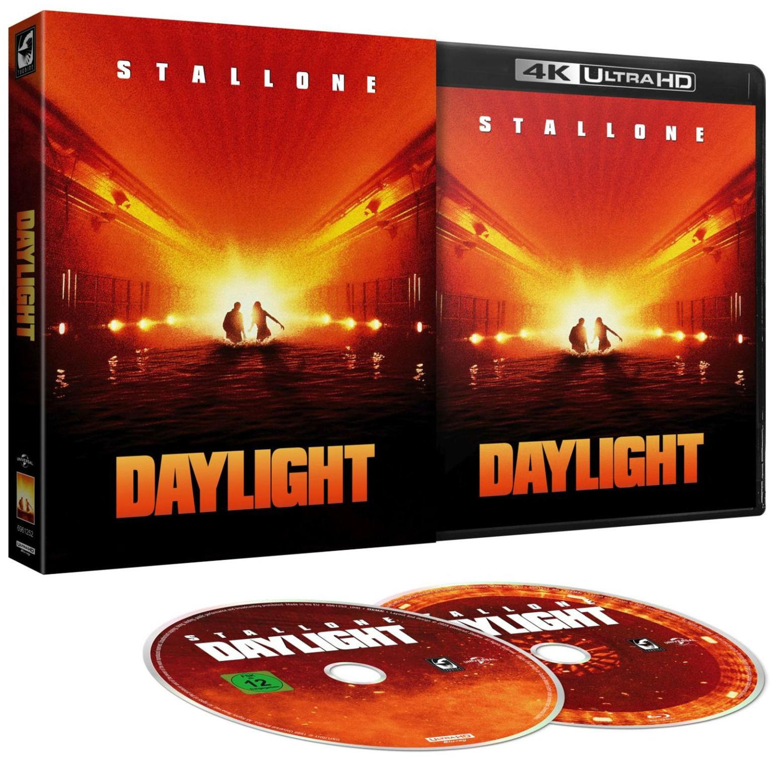 Vordergrund: Zwei DVDs. Hintergrund: "Daylight" 4K UHD Blu-ray Hülle.