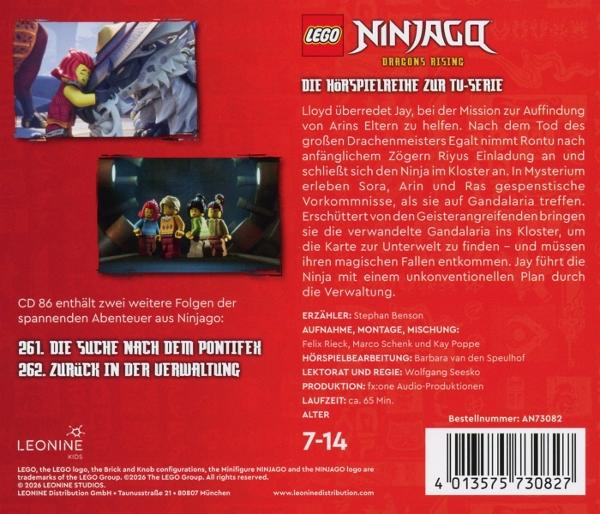 Lego Ninjago Hörspiel-Cover: Zwei Szenen, Titel, Text & Logo.