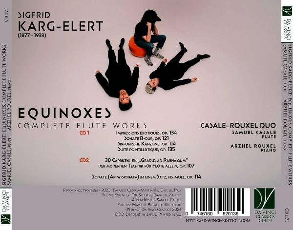 CD-Cover: Drei Personen liegen auf dem Boden, Titel Sigfrid Karg-Eiert, Equinoxes.