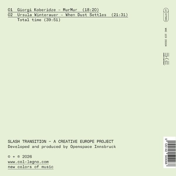 Liste mit Titeln, Künstlern und Zeiten. Unten: Projektinformationen, Website und Logo.