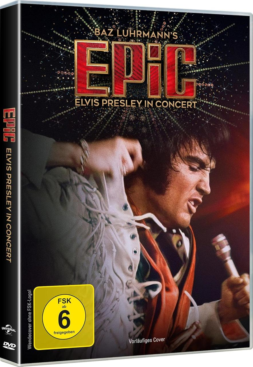 DVD-Hülle von Baz Luhrmanns EPIC: Elvis Presley in Concert mit Elvis auf der Bühne.
