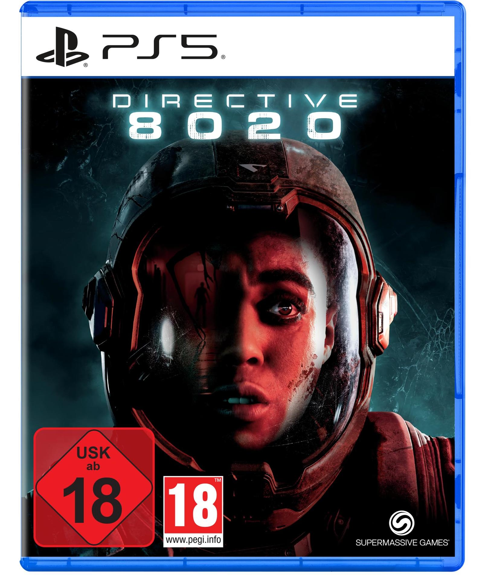PS5 Spiel "Directive 8020" Hülle mit Astronautengesicht, USK 18 Siegel.