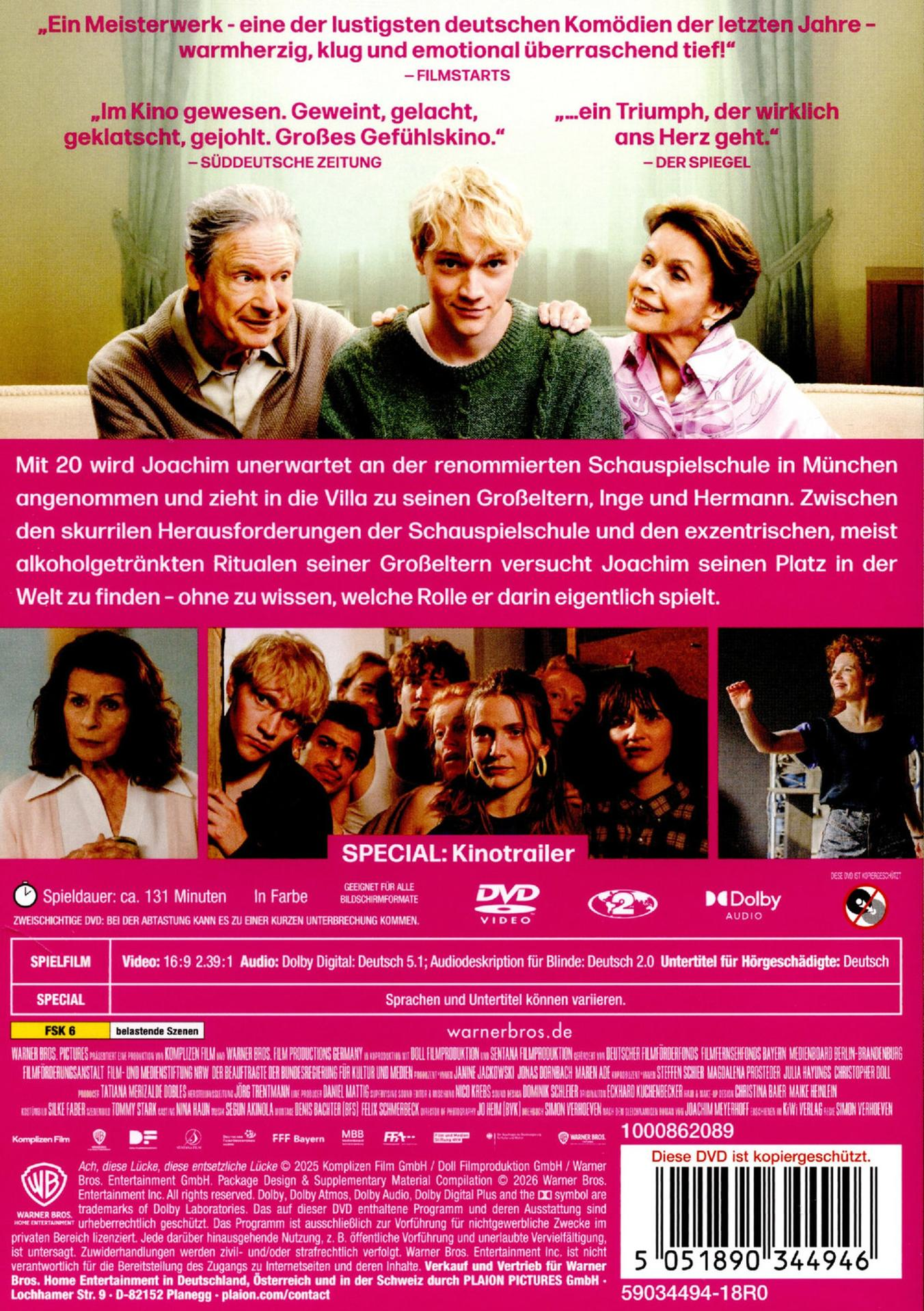 Filmplakat mit drei Hauptdarstellern und Filmtitel. Unten Details zur DVD.