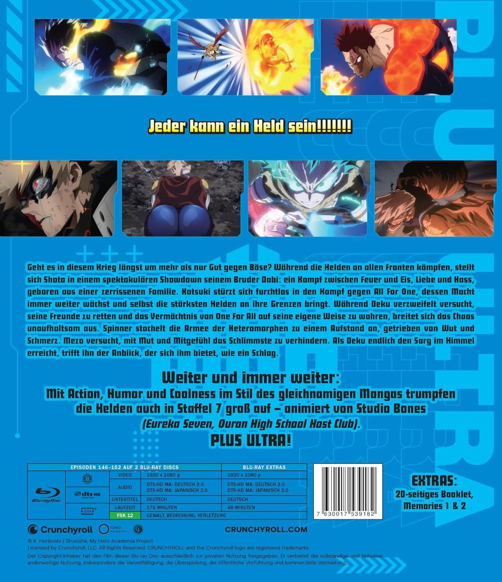 Anime-Cover mit Charakteren, Text und technischen Details zur Blu-ray.