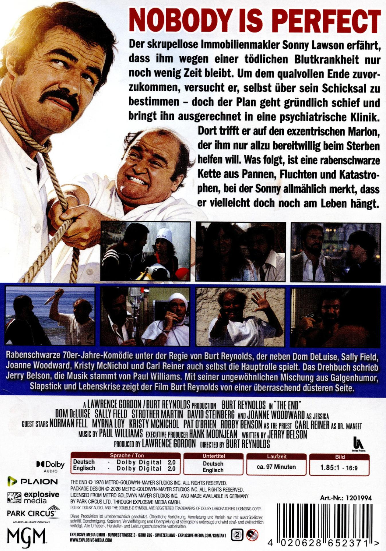 Filmposter von 'Nobody Is Perfect' mit Burt Reynolds und Dom DeLuise im Vordergrund.