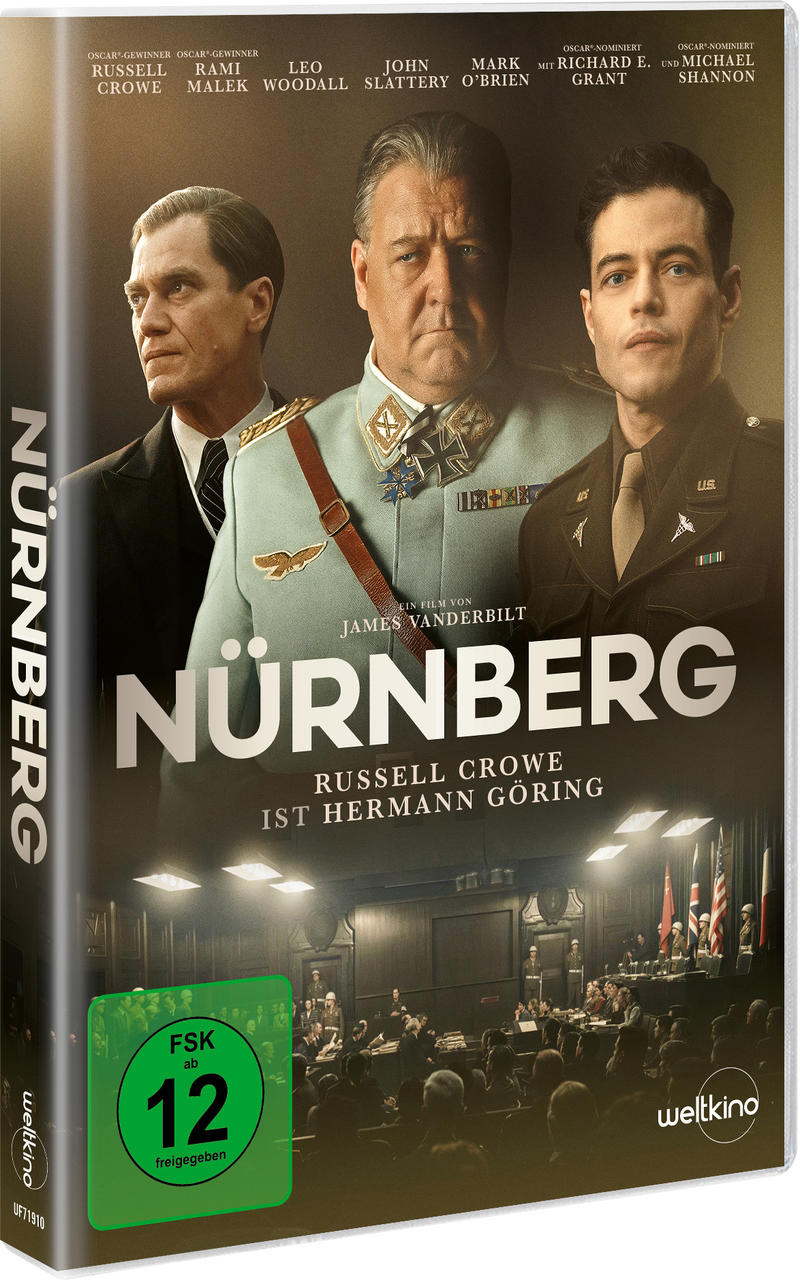 Filmplakat mit drei Männern in Uniform, darunter Russell Crowe als Hermann Göring.