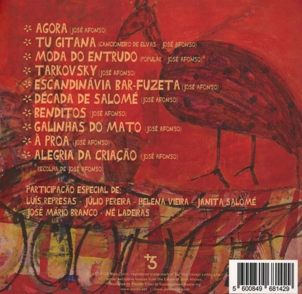 Rotes Albumcover mit Songliste und Vogelillustration.