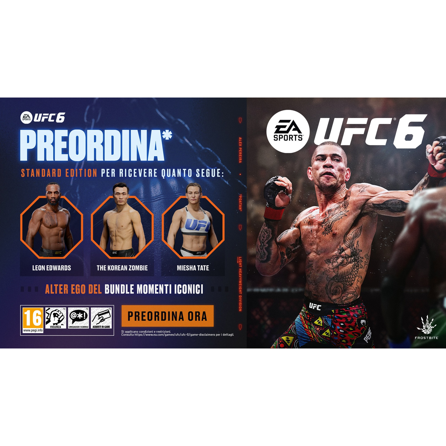 Copertina UFC 6: Alex Pereira combatte, Leon Edwards, Korean Zombie, Miesha Tate.