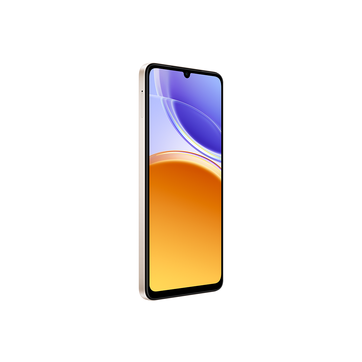 Ekranında dalga deseni bulunan açık altın rengi bir akıllı telefon.