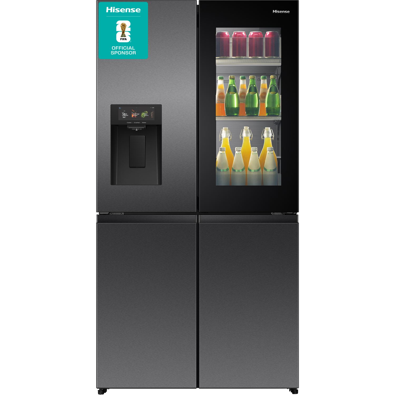 HISENSE RQ600P7SKE - Amerikaanse koelkast - breedte 91.4 cm - hoogte 179 cm - inhoud 615 l - NoFrost Koel-vriescombinatie Black steel look
