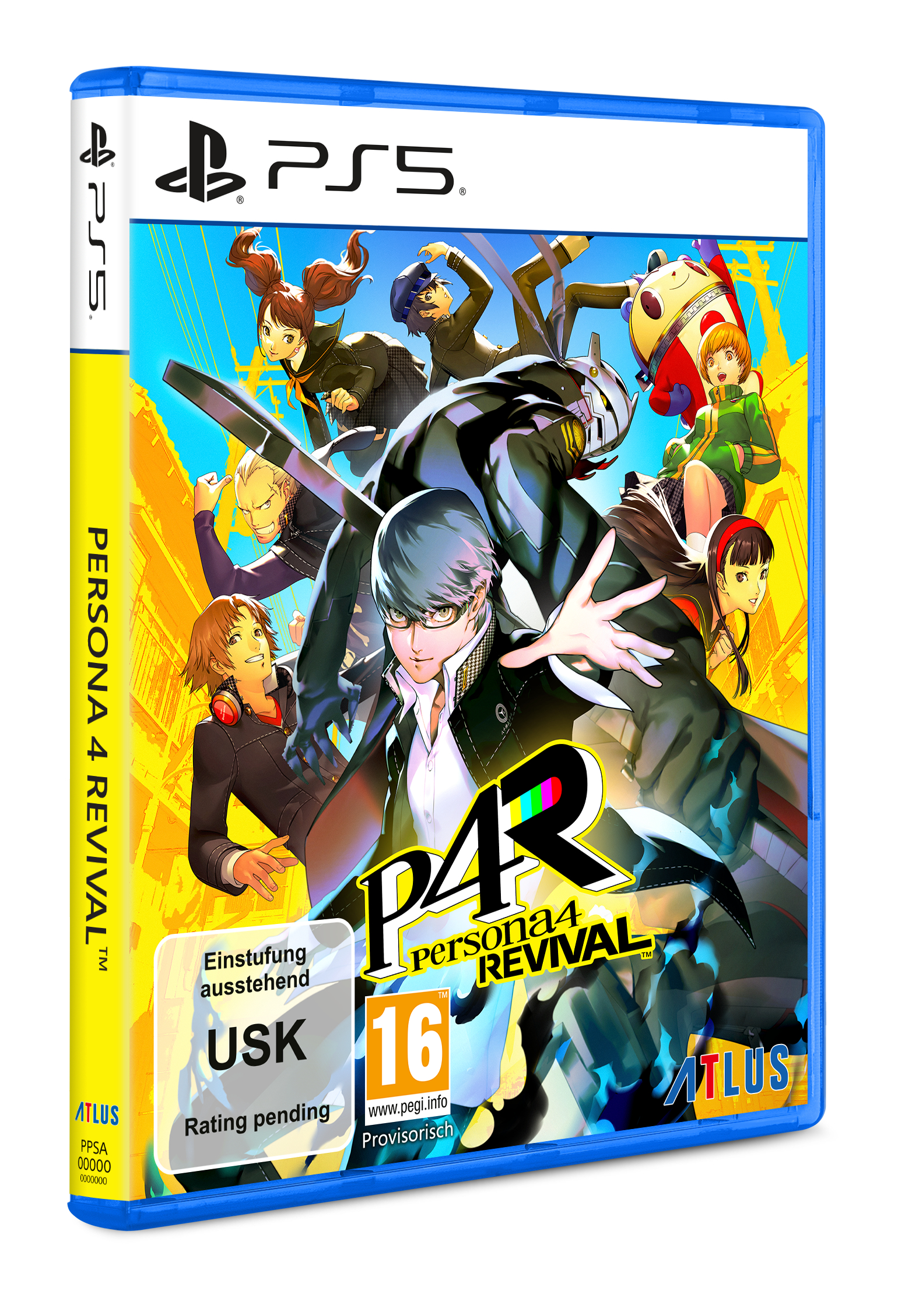 PS5 Spiel "Persona 4 Revival" mit Anime-Charakteren, USK 16.