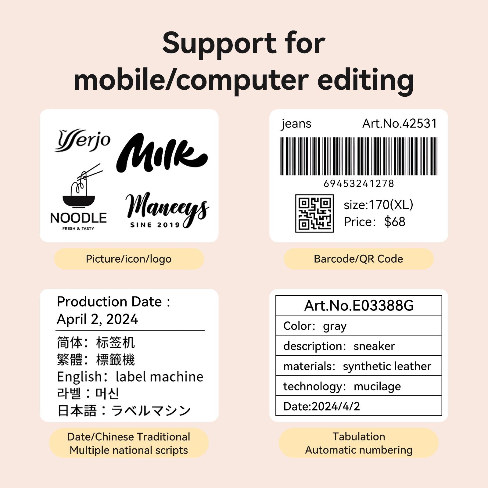 Bild zeigt Logos, Barcode, QR-Code, Produktionsdatum und Produktinfo.