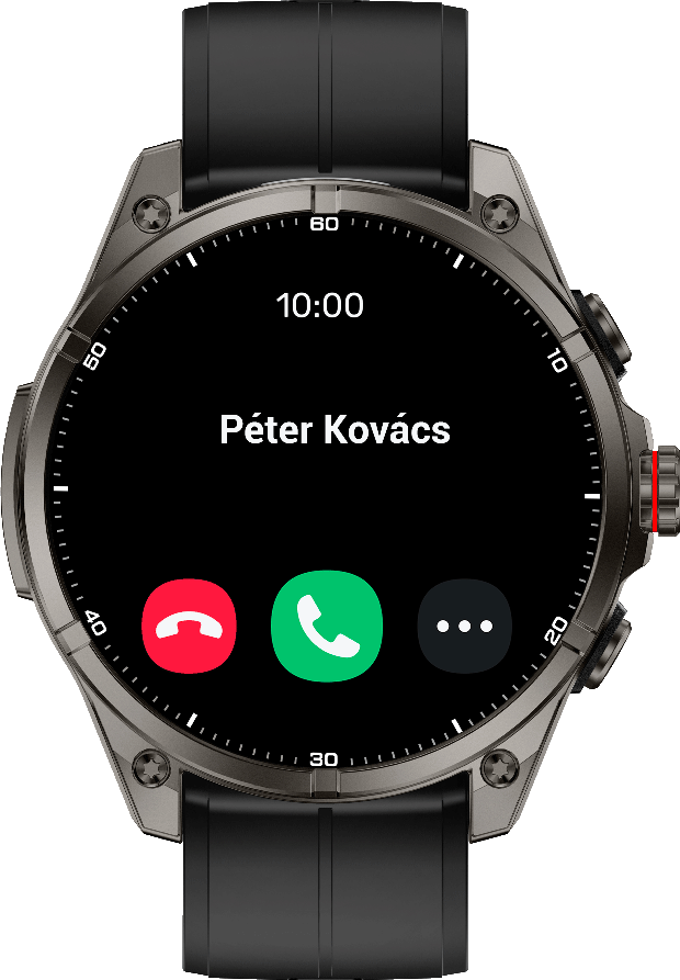 Okosóra bejövő hívást mutat Péter Kovácstól 10:00-kor.