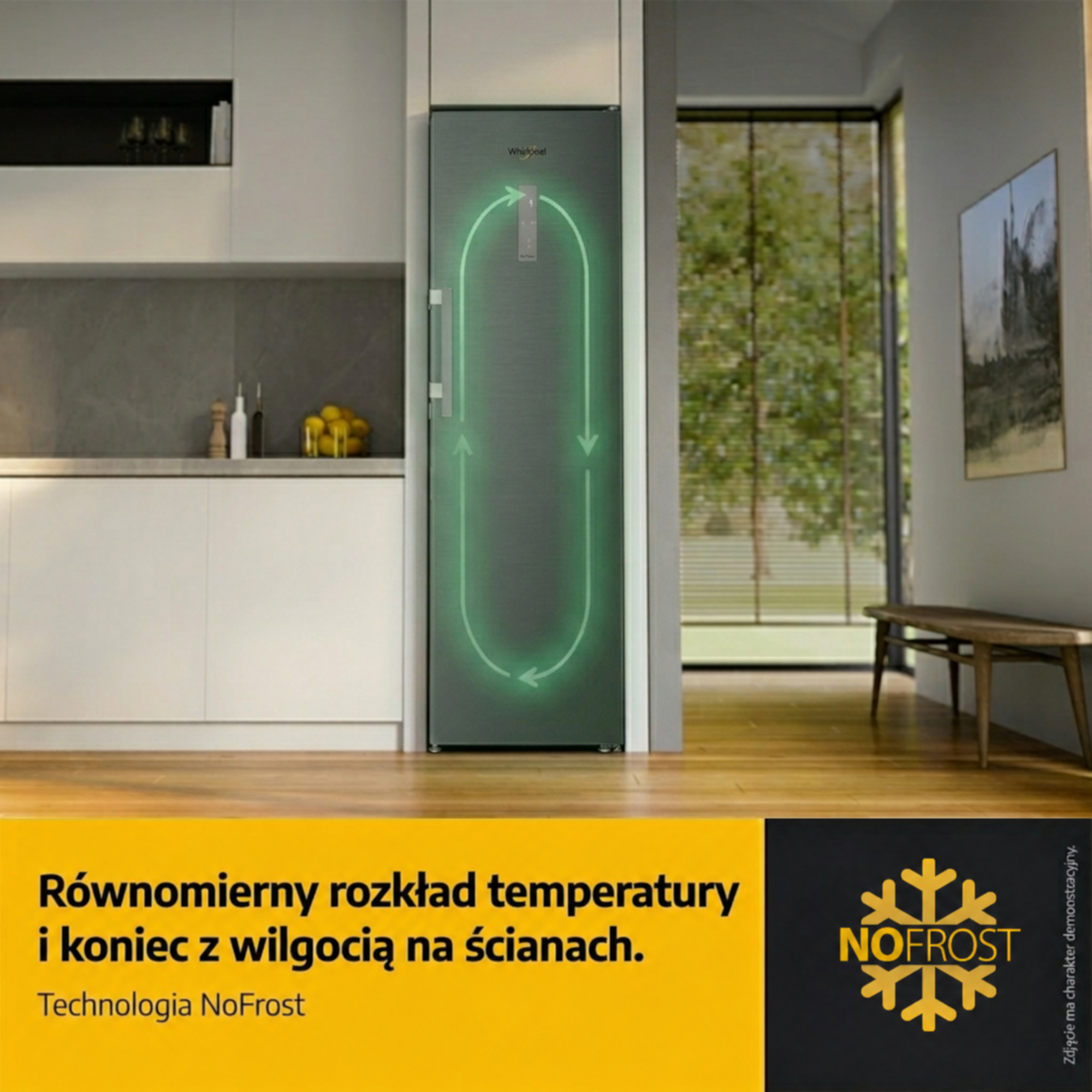 Lodówka z technologią NoFrost w nowoczesnej kuchni.