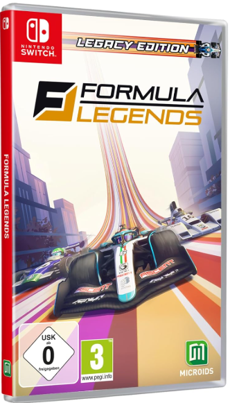 Nintendo Switch Spielcover: Formel 1 Rennwagen auf Strecke, "Formula Legends".