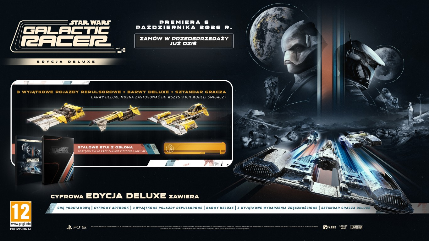 Star Wars Galactic Racer Edycja Deluxe: 3 statki, kolory, artbook. Premiera 6 paź 2026.