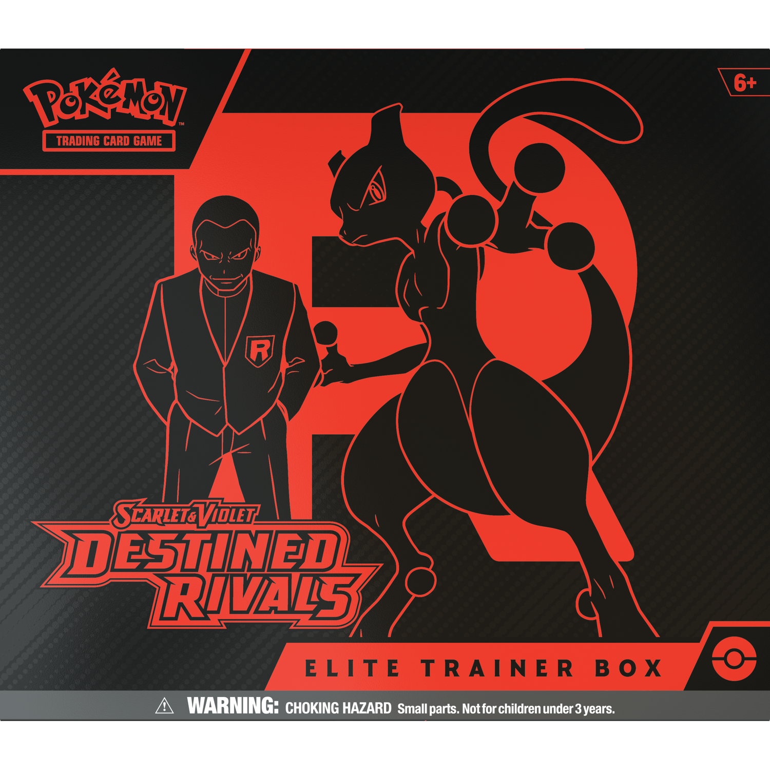 Pokémon Elite Trainer Box met Mewtwo en een Team Rocket lid.