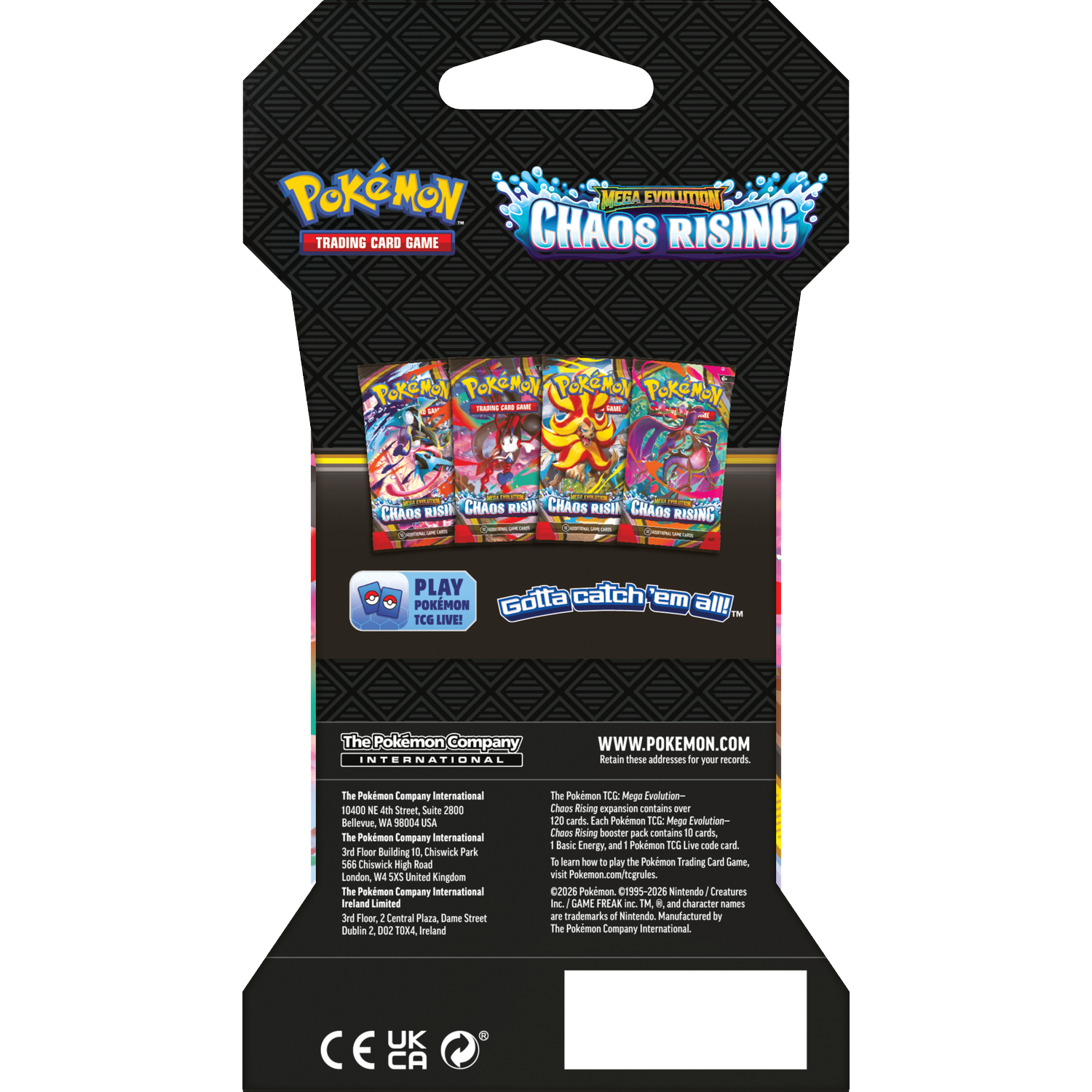 Pokemon TCG: Chaos Rising expansion featuring 4 booster packs.