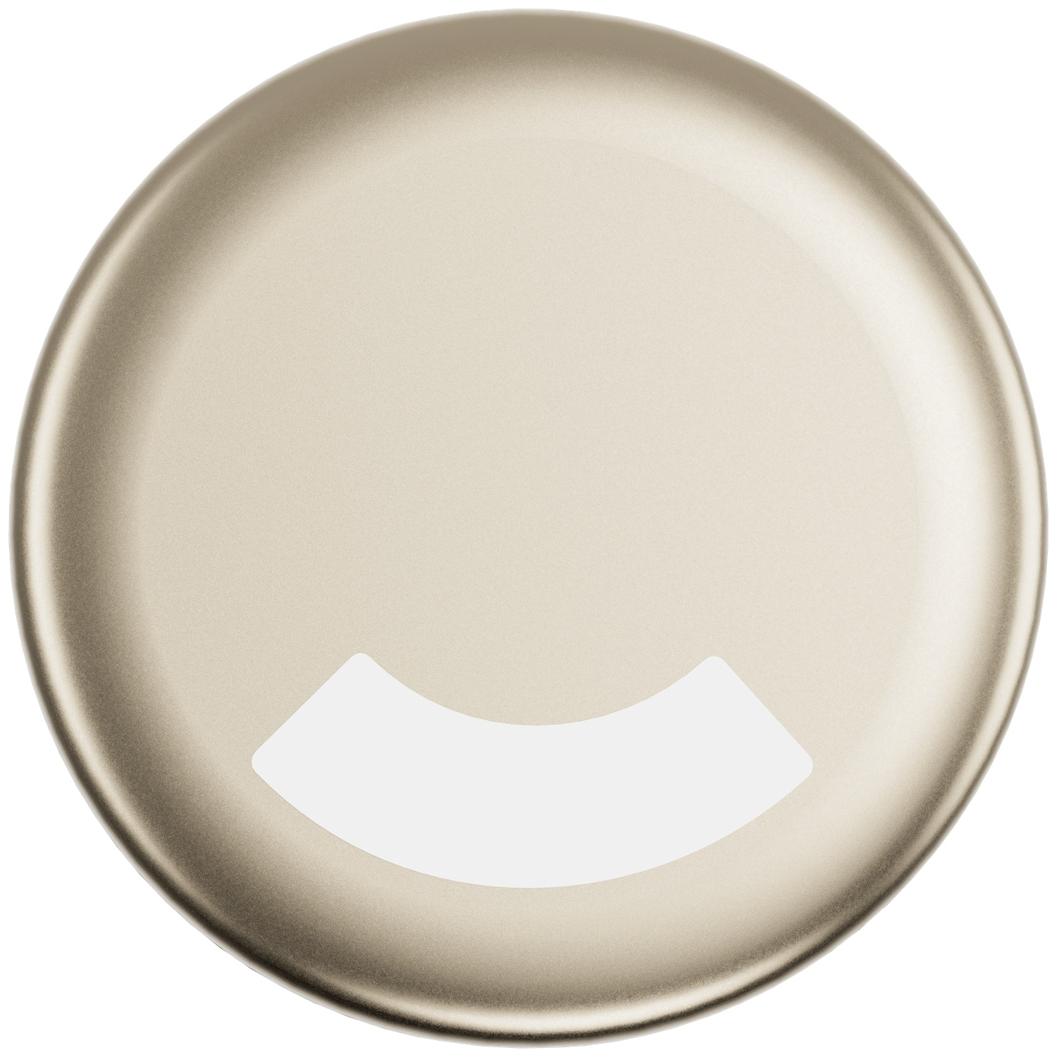 Un cercle doré avec une découpe blanche en forme de faucille en bas.