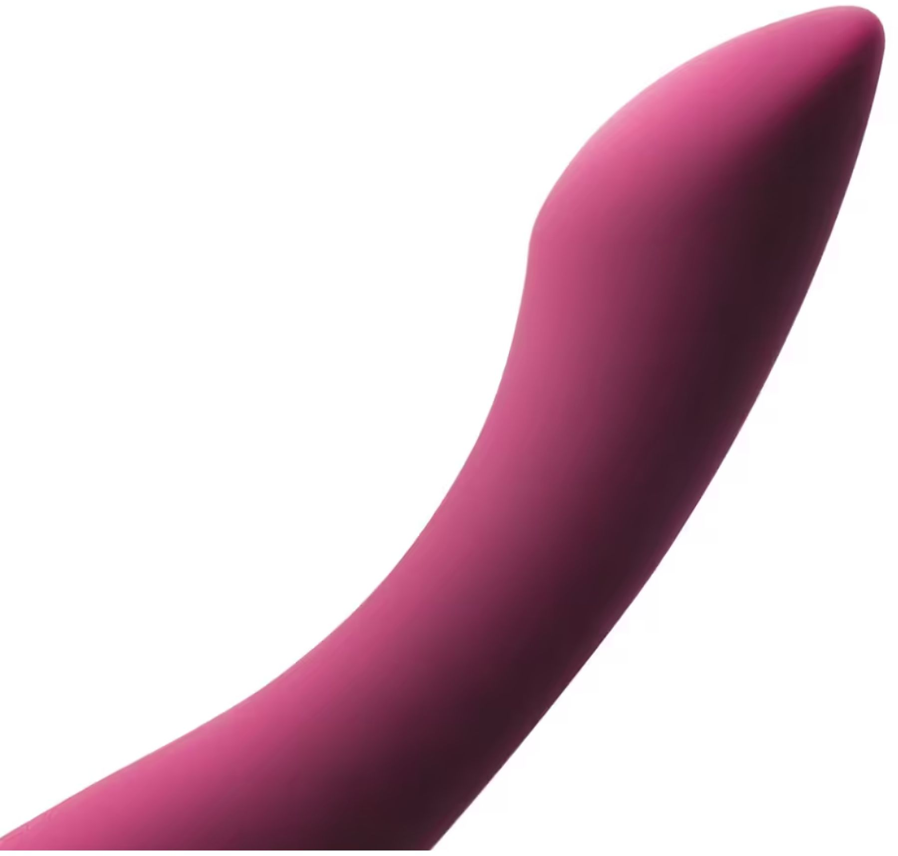 Un objet lisse, incurvé et rose sur fond blanc.
