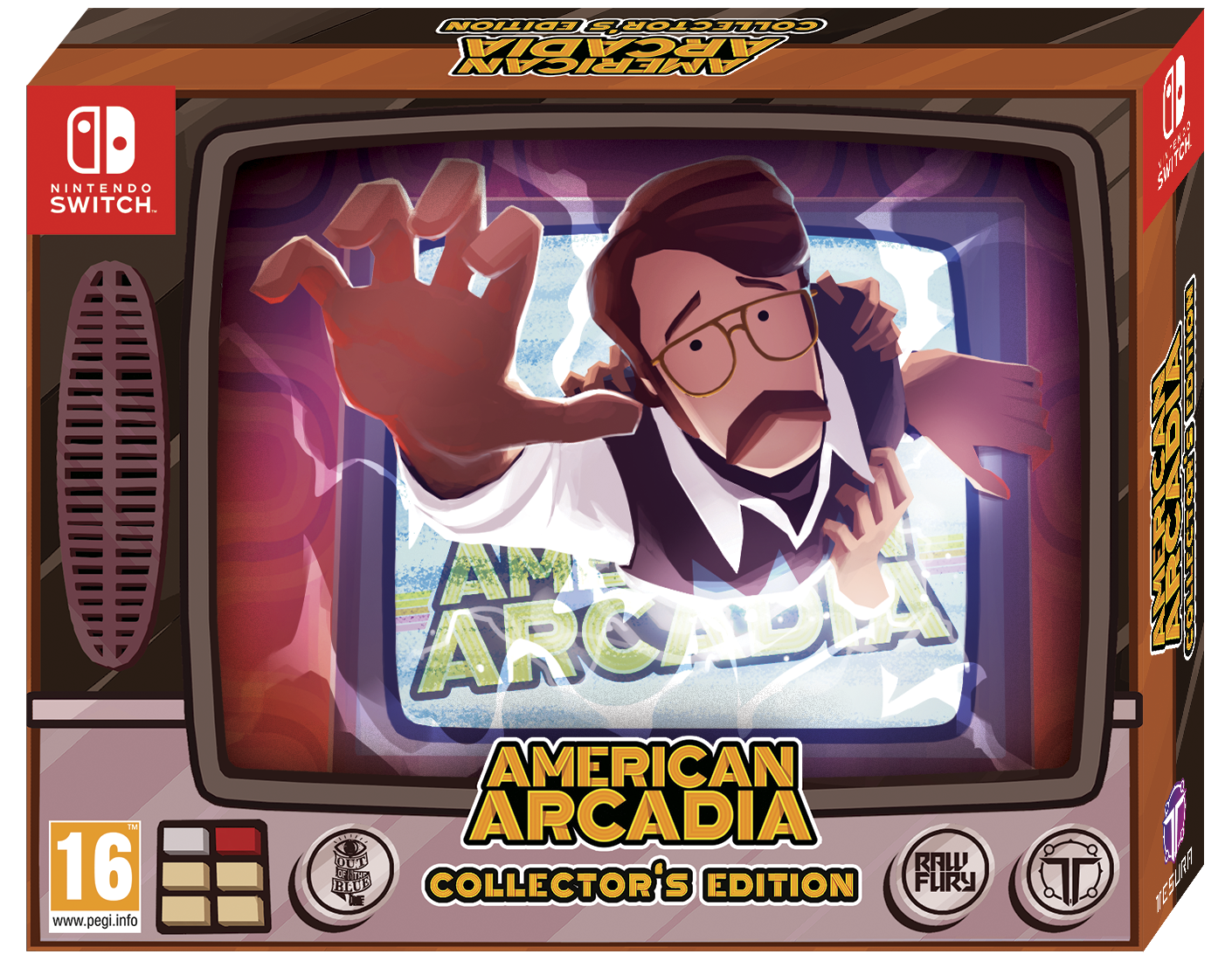 Arte de la caja del juego American Arcadia Collector's Edition para Nintendo Switch.