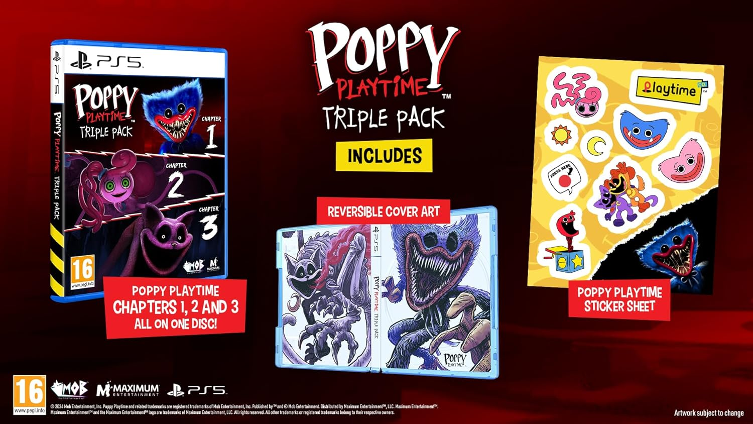 Poppy Playtime Triple Pack PS5 Spielhülle mit Stickern und Wendecover.